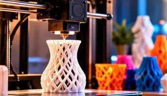 3D printer producing a lattice vase